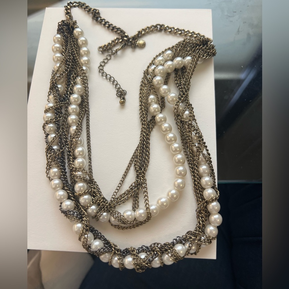 J Crew Pearl & Chain Necklace